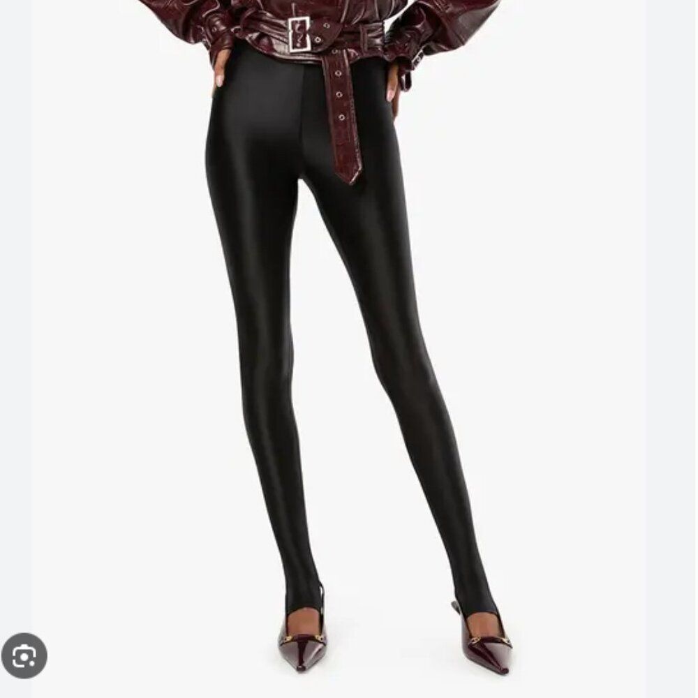BNWT - WEWOREWHAT BLACK SHINY SPANDEX LEGGINGS - XXL